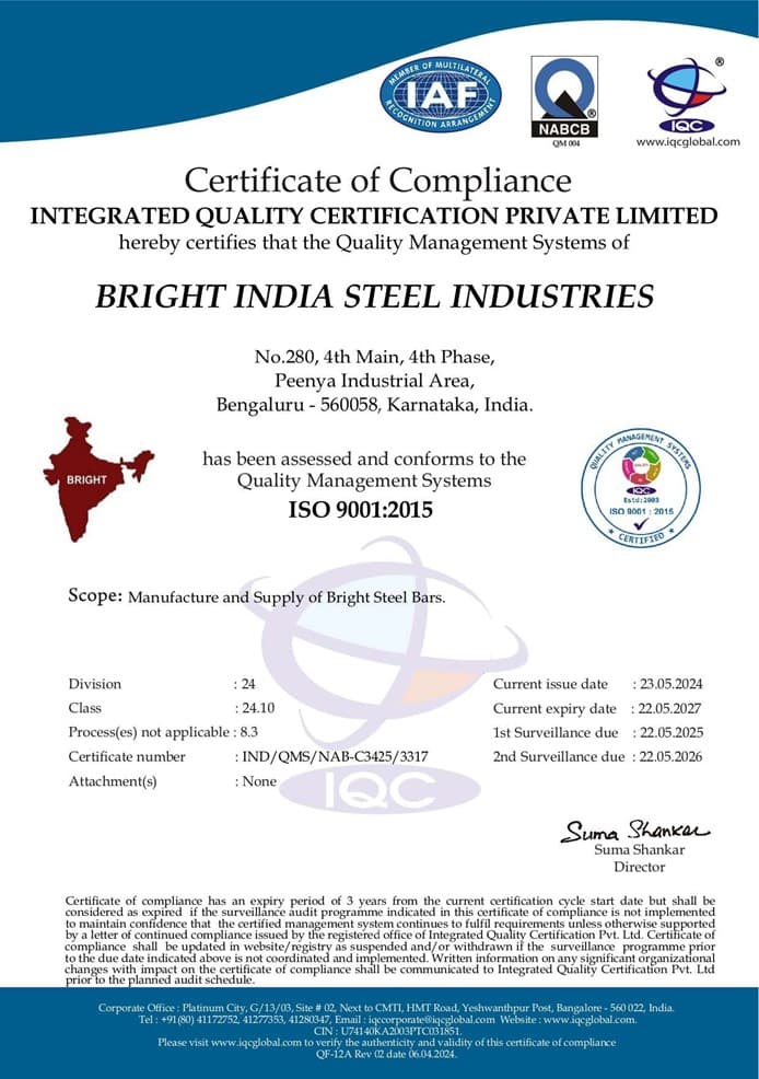 BISI ISO 9001:2015 Certificate
